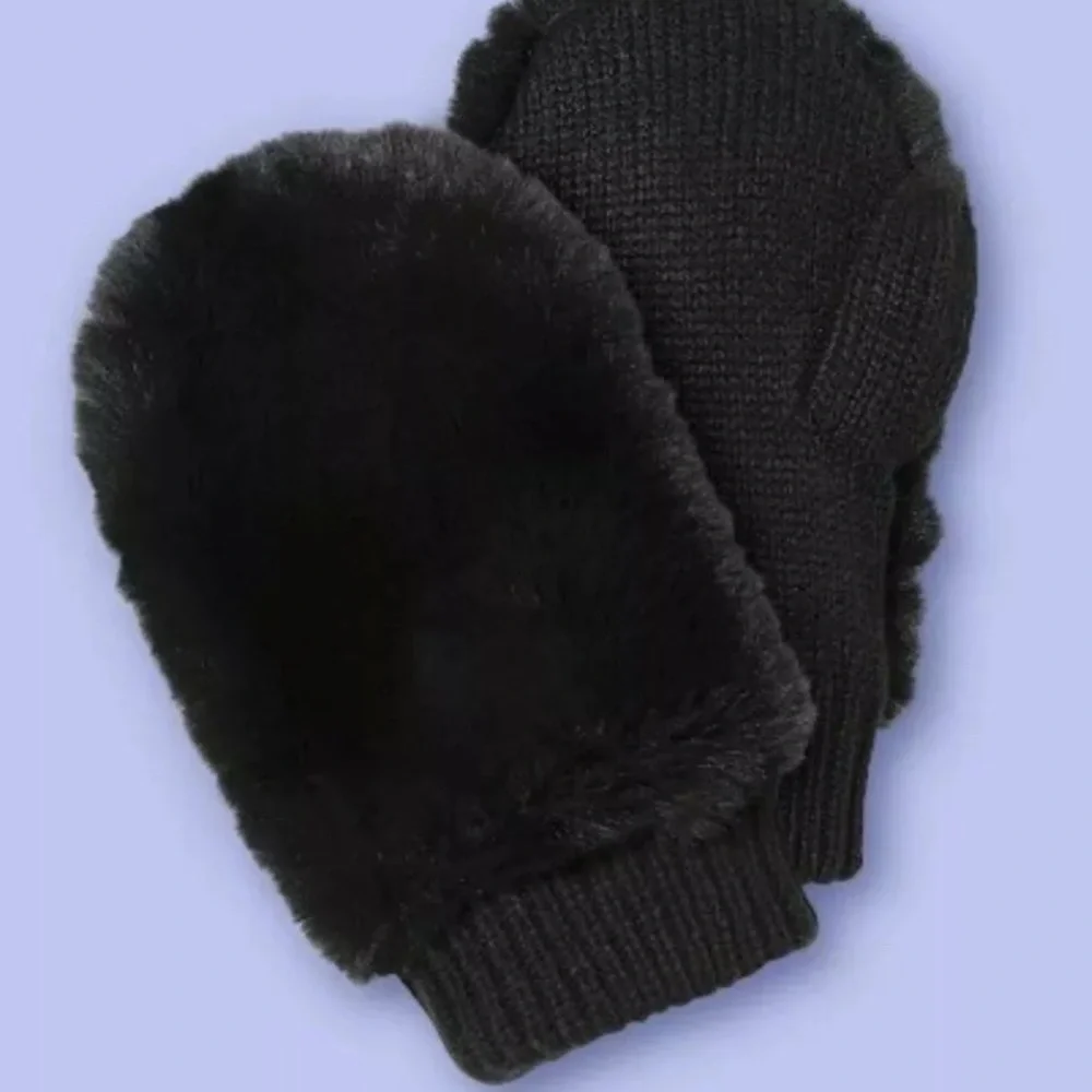 Girls black faux fur mittens gloves More Than Magic for Target gift winter layer